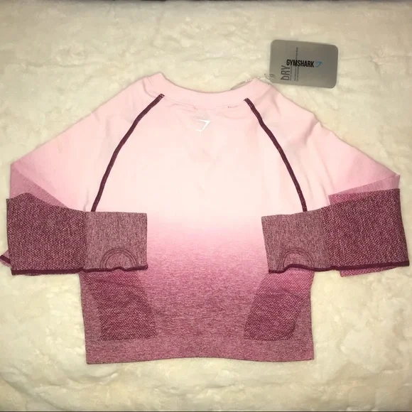 Gymshark Ombre Seamless Crop Top - Chalk Pink/Beet - Picture 4 of 9
